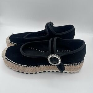 Marc By Marc Jacobs Womens Suzi Black Velvet Mary Jane Buckle Espadrilles 8.5 US